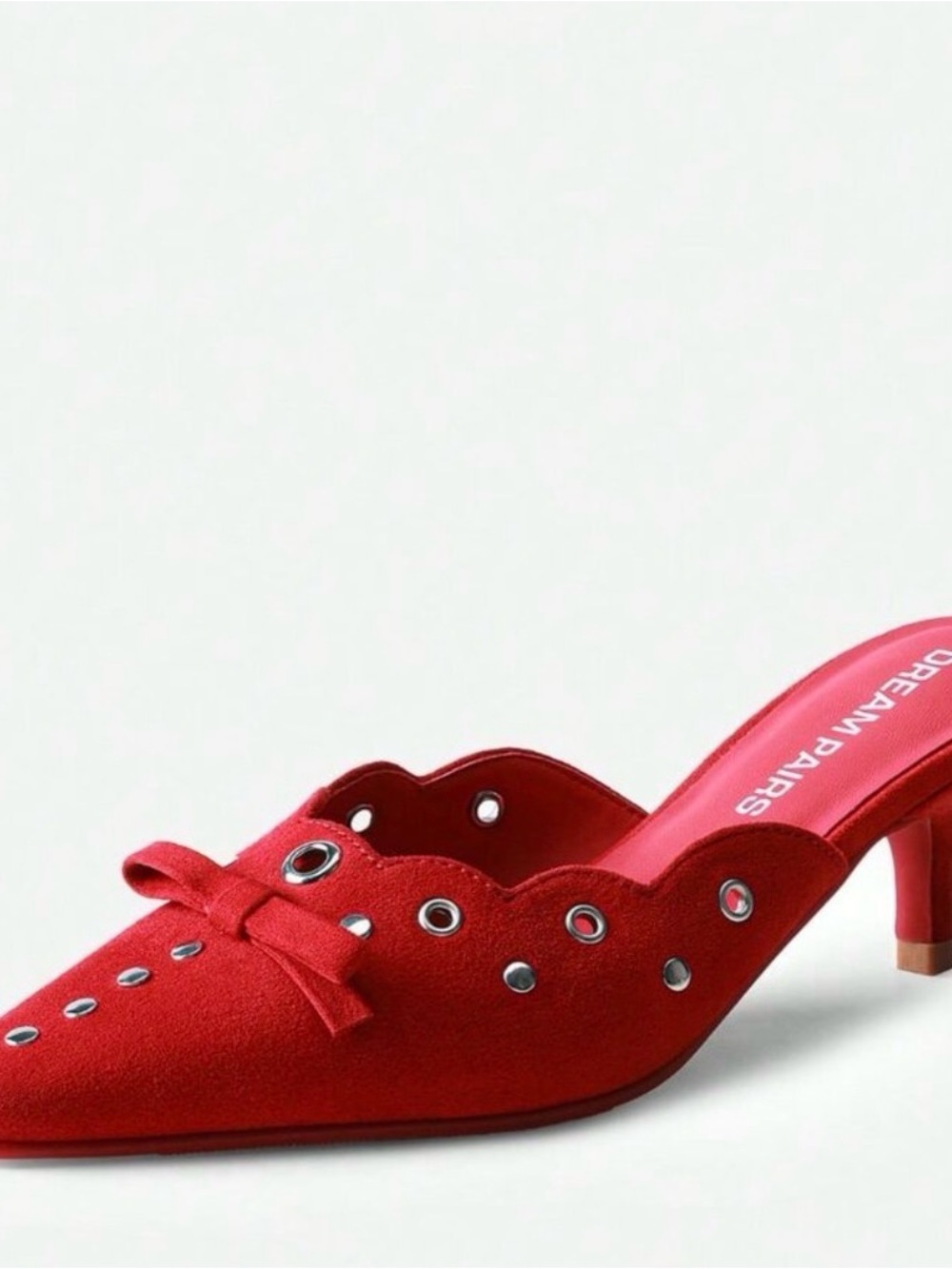 Red Elegant Women's Pointed Toe Kitten Heel Pumps